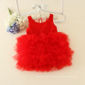 hochwertige Party Kleider exklusive Stile für 1 Jahr Mädchen Baby rot gestaltete Blumenmädchen Brautkleider Geburtstag Weihnachtsfeier